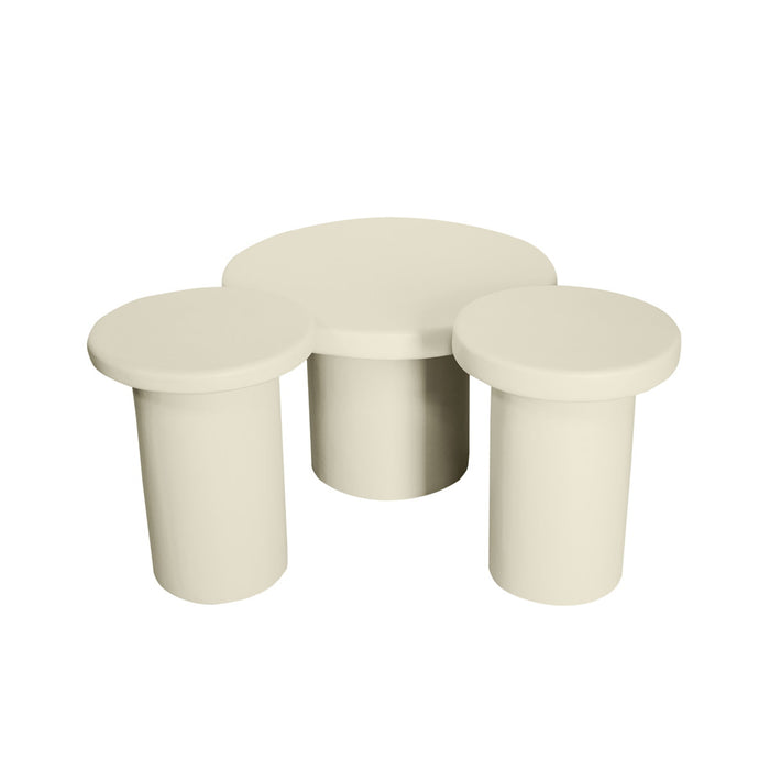 StarFurn - Salontafel Zandkleur Hout - Set van 3 - 70x70x45cm - Maya