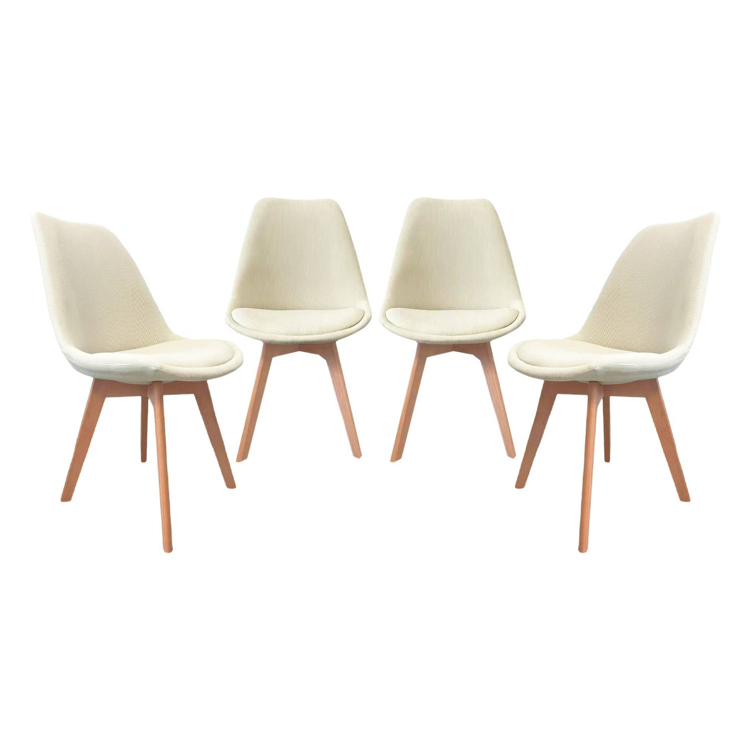 sweeek - Corduroy Scandinavische stoelen met beukenhouten poten (set
