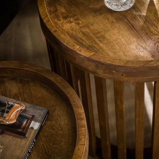 Giga Meubel - Bijzettafel Naturel Hout - Set van 2 - Tweak