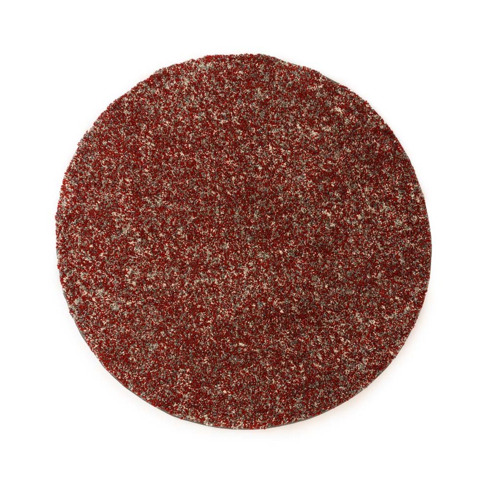 Tapeso Rond hoogpolig vloerkleed - Blend rood|grijs - 80 cm