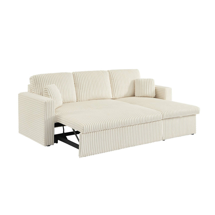 sweeek - Omkeerbare 3-zits slaaphoekbank met geribbelde bontlook