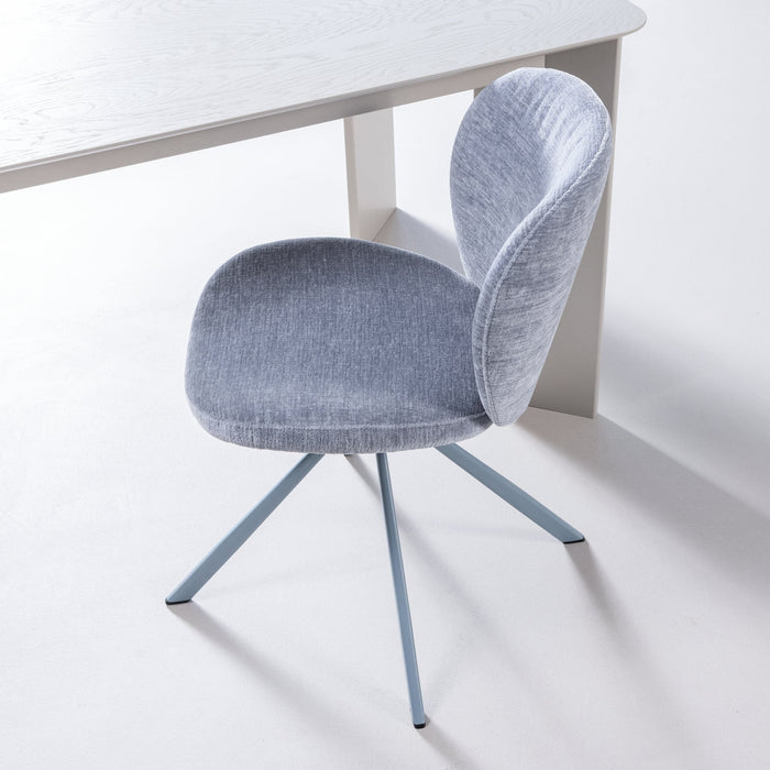 WOOOD Femke Eetkamerstoelen - Chenille - Blauw - Set van 2