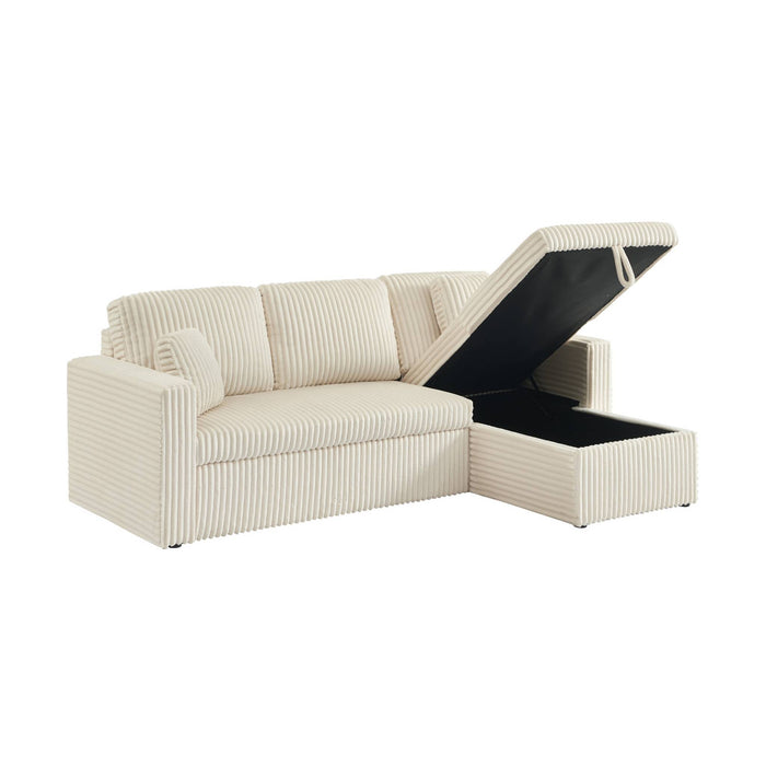 sweeek - Omkeerbare 3-zits slaaphoekbank met geribbelde bontlook