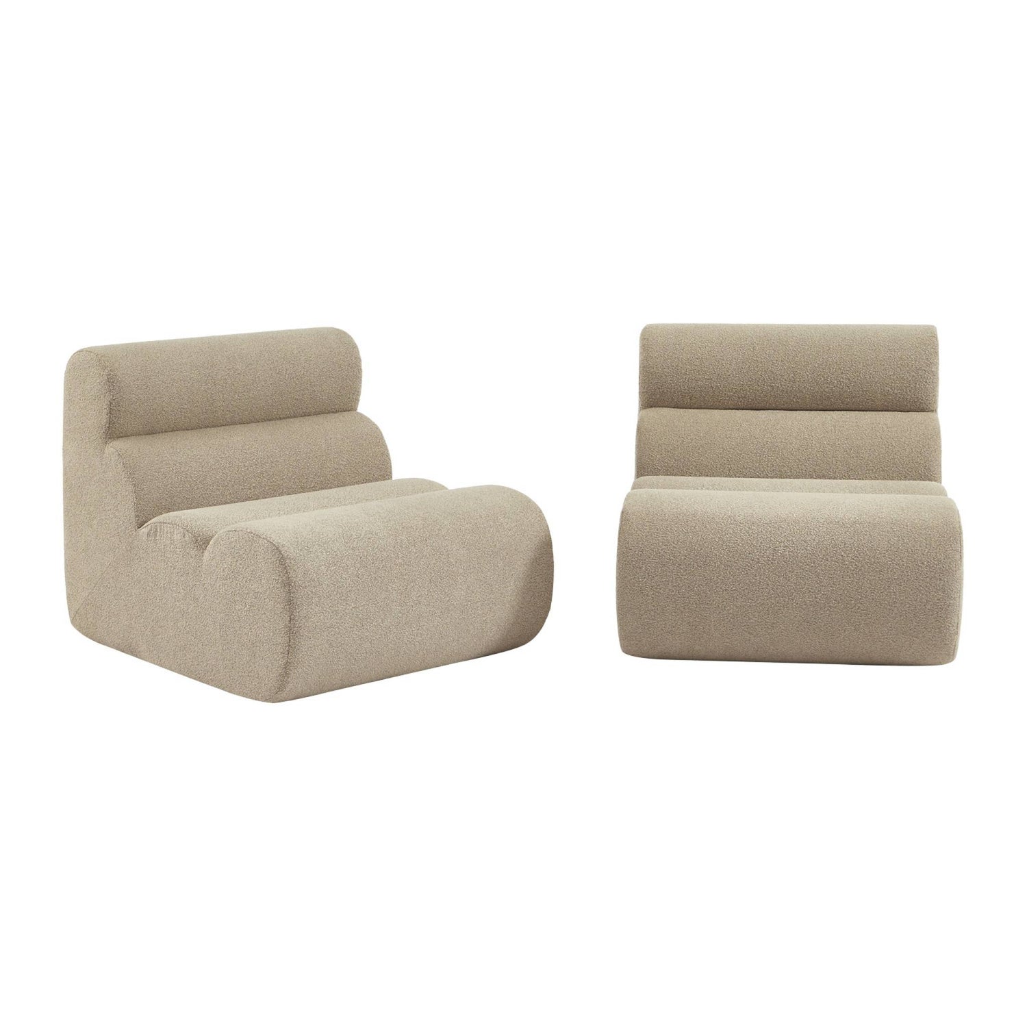 sweeek - Stoffen fauteuils getextureerde bouclé 1 zitplaats (set van