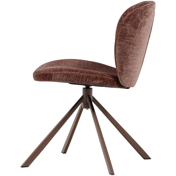WOOOD Femke Eetkamerstoelen - Chenille - Bruin- Set van 2