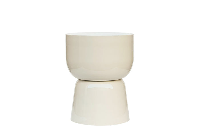 Livingfurn - Bijzettafel Rond - Off White Hout - 36x35,5x46cm - Kian