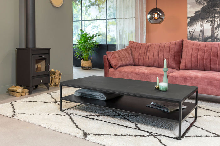 24Designs Salontafel Power - L140 X B70 X H38 - Zwart Eiken Tafelblad