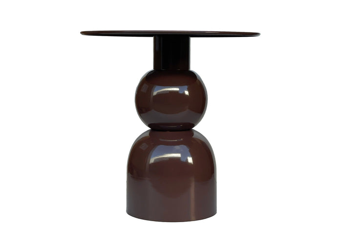 Livingfurn - Bijzettafel Rond - Bruin Staal - 50x49,5x52,5cm - Brix