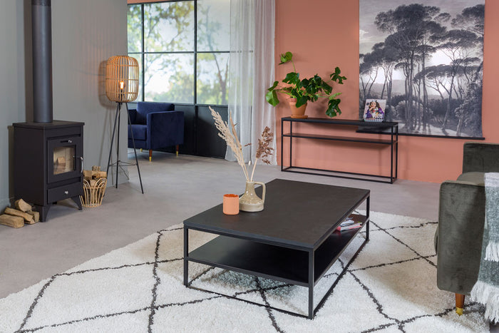 24Designs Salontafel Power - L140 X B70 X H38 - Zwart Eiken Tafelblad