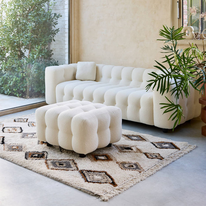 sweeek - Poef, bouclé voetenbankje voor 3-zitsbank Leon