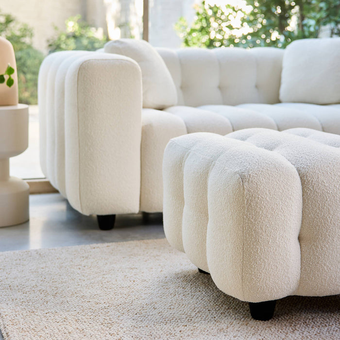 sweeek - Poef, bouclé voetenbankje voor 2-zitsbank Leon