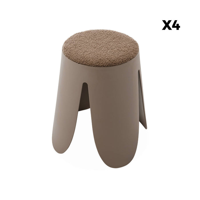 sweeek - Set van 4 stapelkrukken in boucléstof