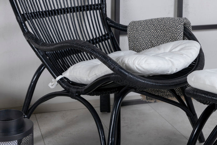 Fjôrd - Loungestoel Zwart Rotan - Ella