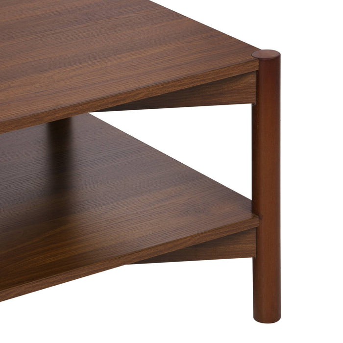 sweeek - Rechthoekige salontafel dubbel tafelblad houteffect