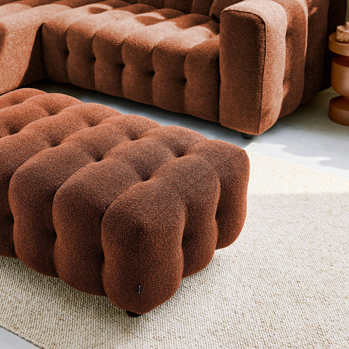 sweeek - Poef, bouclé voetenbankje voor 3-zits hoekbank Leon