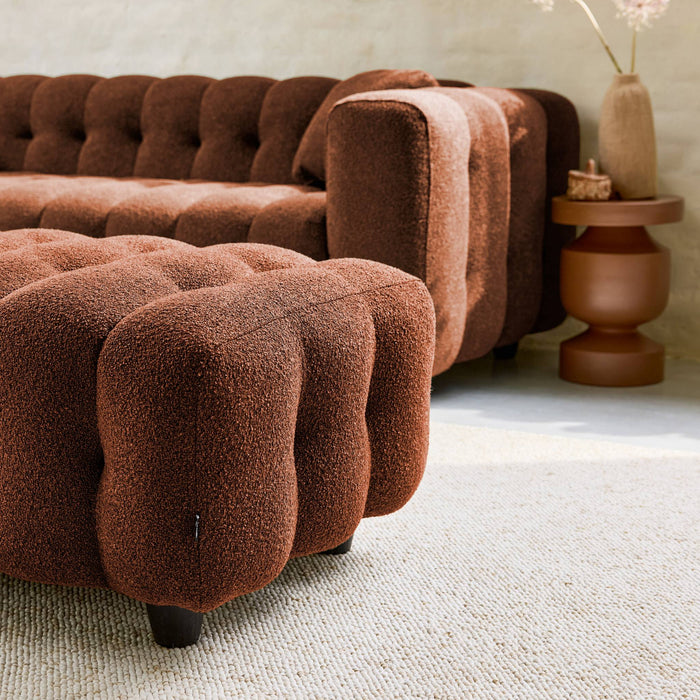 sweeek - Poef, bouclé voetenbankje voor 3-zits hoekbank Leon