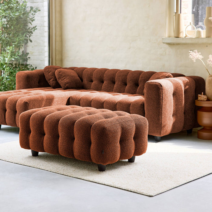 sweeek - Poef, bouclé voetenbankje voor 3-zits hoekbank Leon