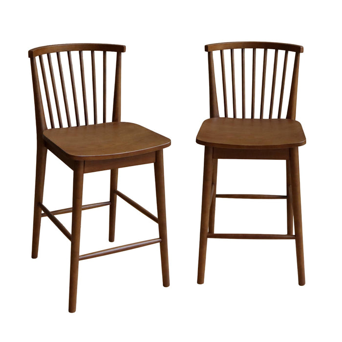 sweeek - Rubberhouten barstoel met spijlen (set van 2)