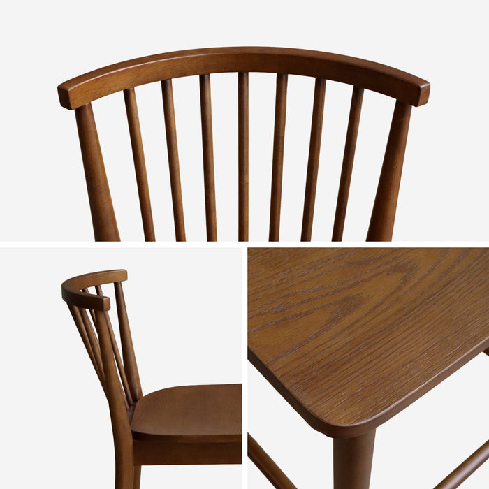 sweeek - Rubberhouten barstoel met spijlen (set van 2)