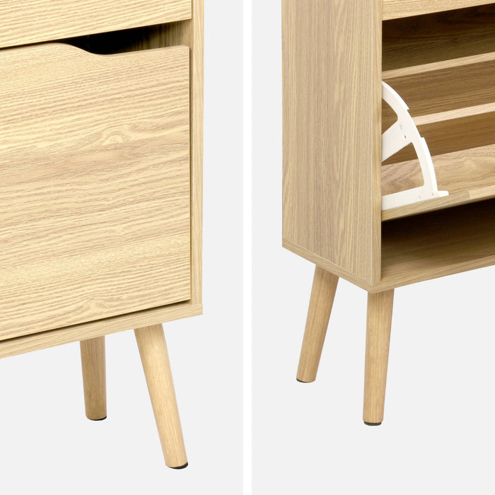 sweeek - Schoenenkast houteffect 4 lades voor 16 paar schoenen