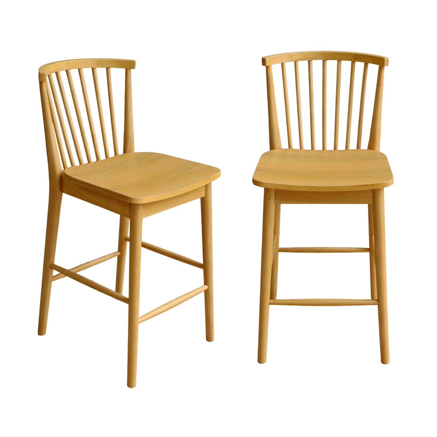 sweeek - Rubberhouten barstoel met spijlen (set van 2)