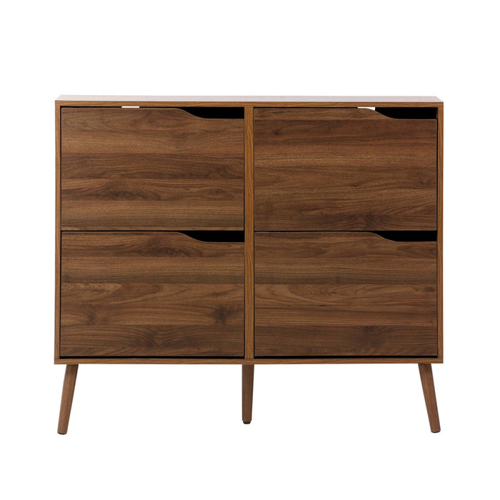 sweeek - Schoenenkast houteffect 4 lades voor 16 paar schoenen