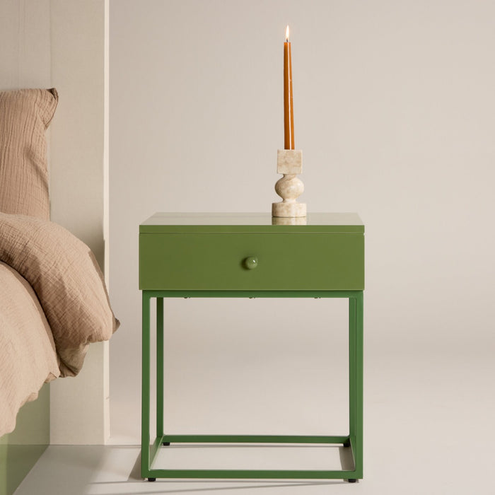 Fjôrd - Nachtkastje Groen Staal - 43x41x50cm - Bakal