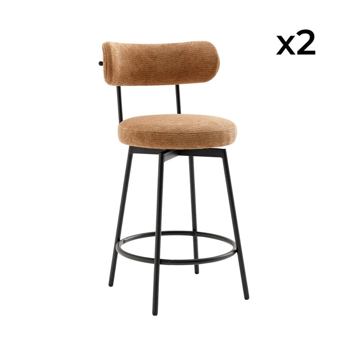 sweeek - Barstoel draaibare zitting metaal en stof (set van 2)