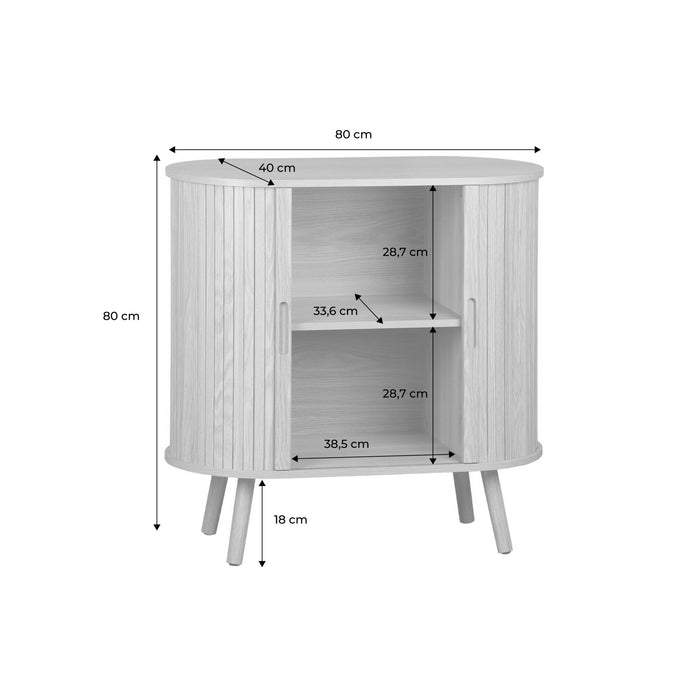 sweeek - Scandinavisch dressoir houteffect gegroefd 2 schuifdeuren