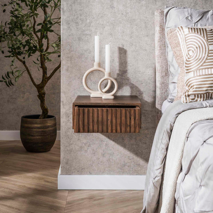 Giga Meubel - Nachtkastje Bruin Hout - 35x35x14cm - Carve