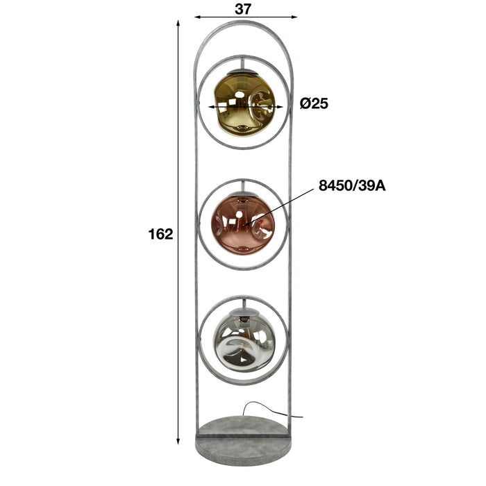 Giga Meubel - Vloerlamp Zilver Metaal - 37x160x37cm - Stellar