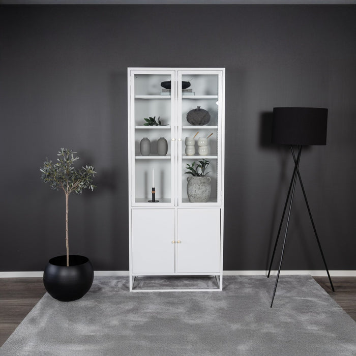 Fjôrd - Vitrinekast Wit Staal - 80x40,5x190cm - Bakal