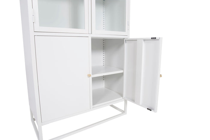 Fjôrd - Vitrinekast Wit Staal - 80x40,5x190cm - Bakal