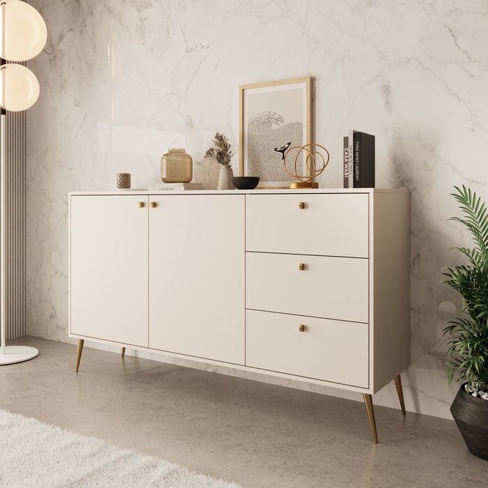 Meubella - Reunion - Dressoir - Beige - 156x41x89 cm