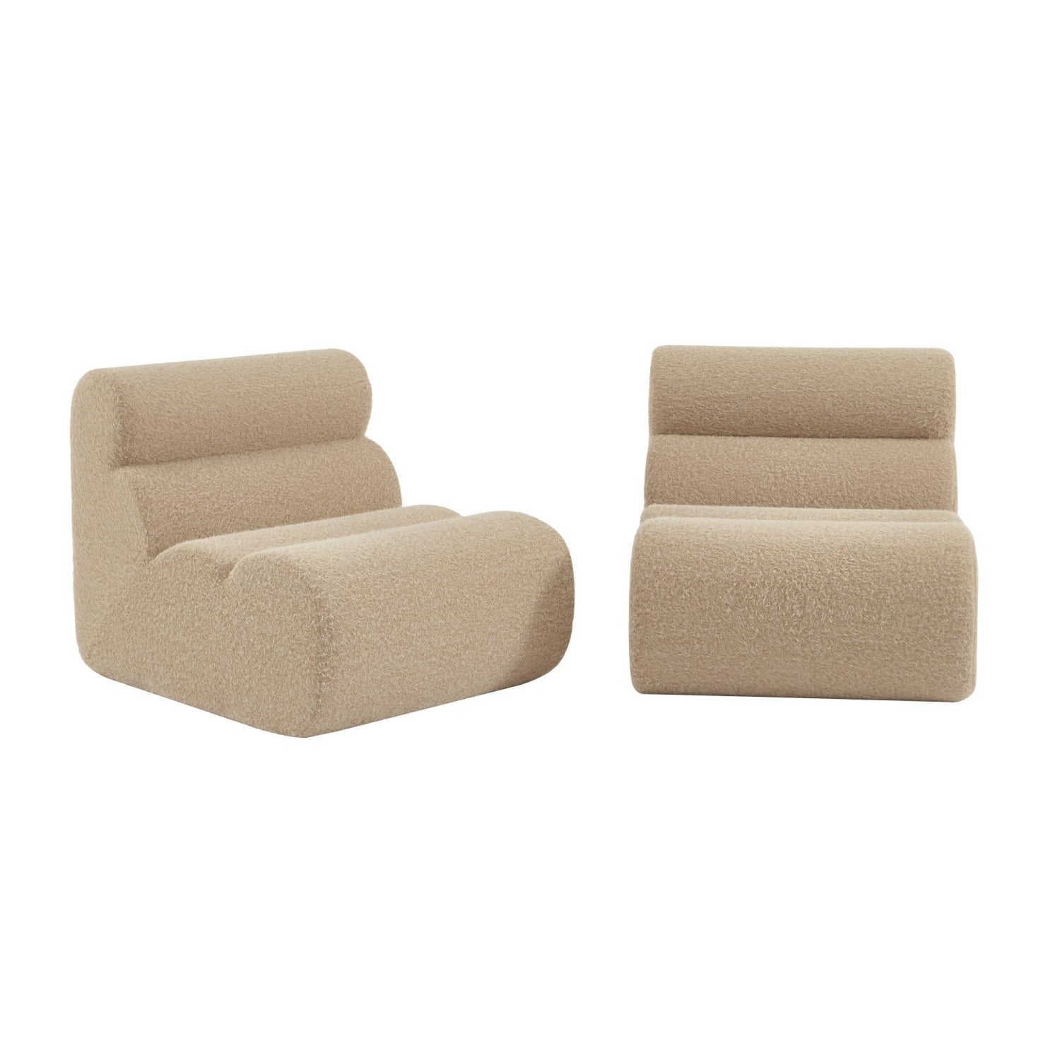 sweeek - Stoffen fauteuils effect alpaca 1 zitplaats (set van 2)