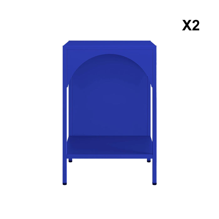 sweeek - Metalen nachtkastjes, industriële bijzettafels (set van 2)