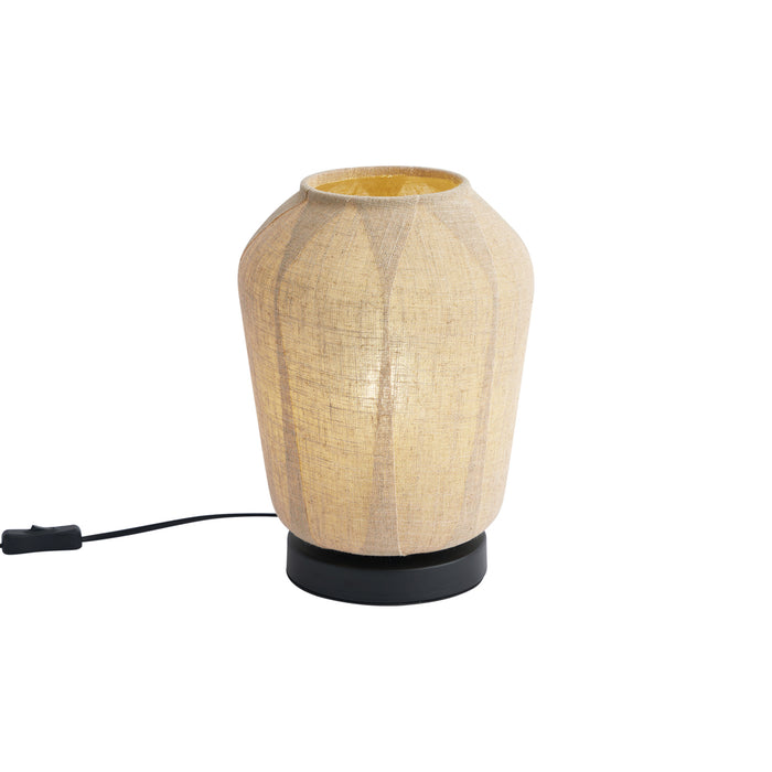 QAZQA Japandi tafellamp zwart met beige linnen kap 21.5cm - Nami