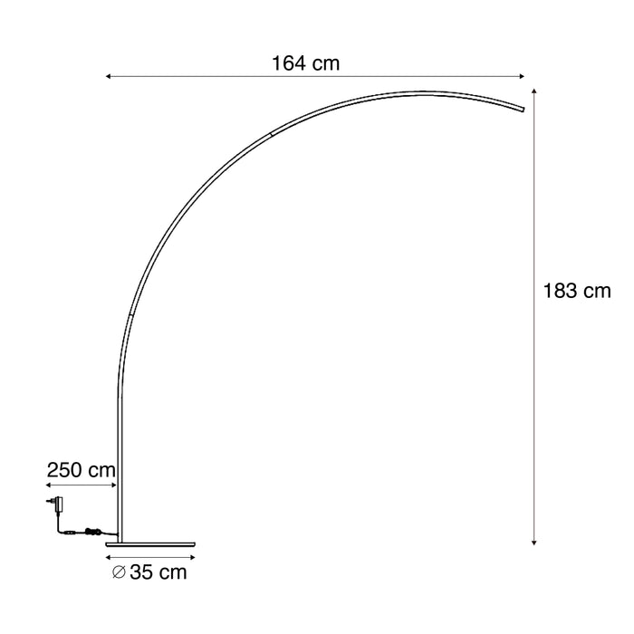 QAZQA Moderne booglamp zwart incl. LED met touch dimmer - Arlow