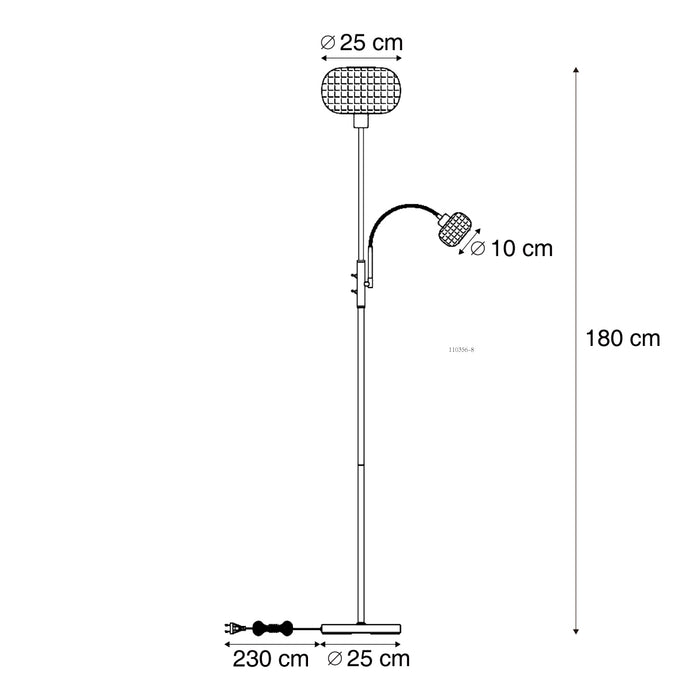 QAZQA Design vloerlamp messing met amber glas 2-lichts - Brianna