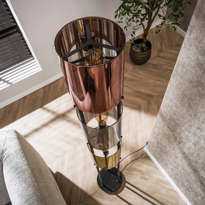 Giga Meubel - Vloerlamp Brons Antiek - 3-Lichts - Patch