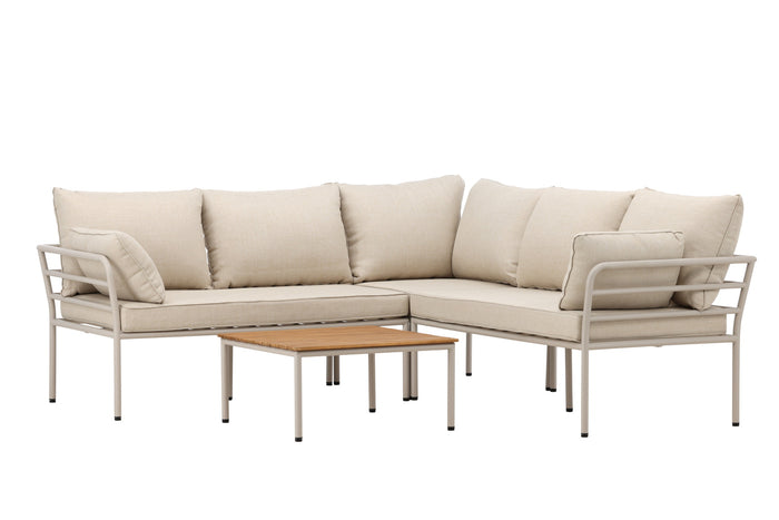 Fjôrd - Loungeset Beige Staal - 198x198x60cm - Penh