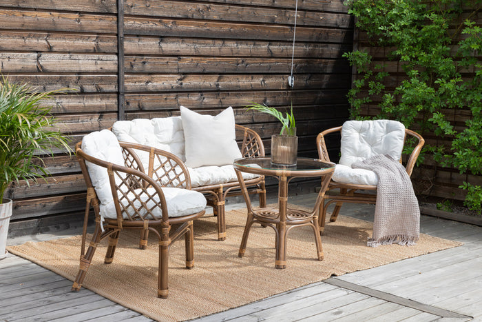 Fjôrd - Loungeset Off White|Bruin Rotan - 68x115x71cm - Wera