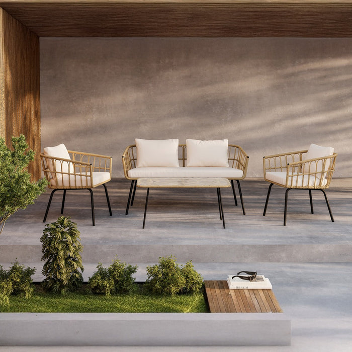 Fjôrd - Loungeset Naturel|Zwart Rotan - 72x142x72cm - Ortigia