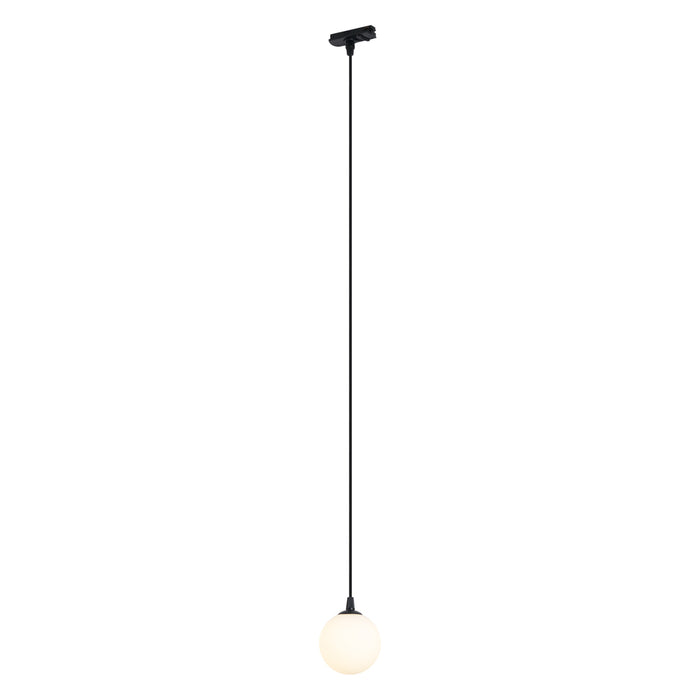 QAZQA Moderne hanglamp zwart met wit glas voor railsysteem 1-fase -