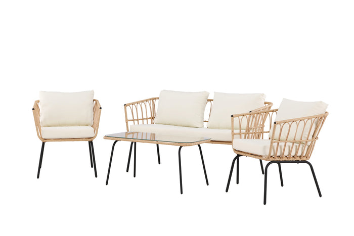 Fjôrd - Loungeset Naturel|Zwart Rotan - 72x142x72cm - Ortigia