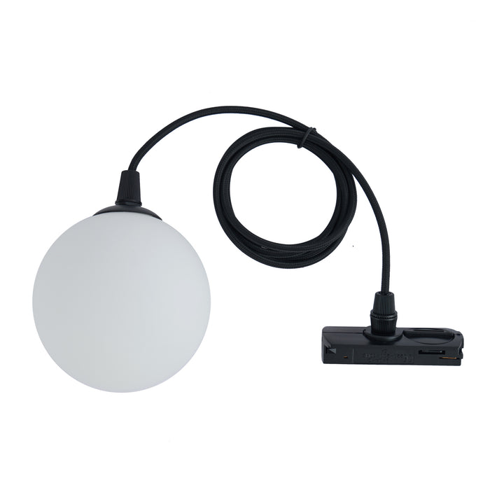 QAZQA Moderne hanglamp zwart met wit glas voor railsysteem 1-fase -
