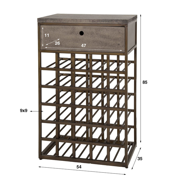 Giga Meubel - Wijnkast Brons Metaal - 54x35x85cm - Ferro