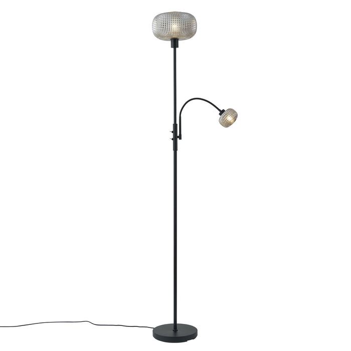 QAZQA Design vloerlamp zwart met smoke glas 2-lichts - Brianna