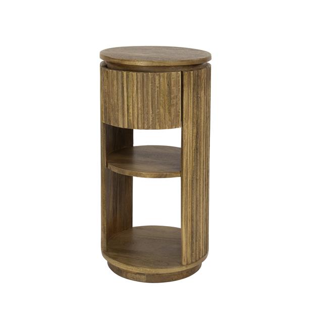 Giga Meubel - Nachtkastje Naturel Mangohout - 30x30x60cm - Wave XS