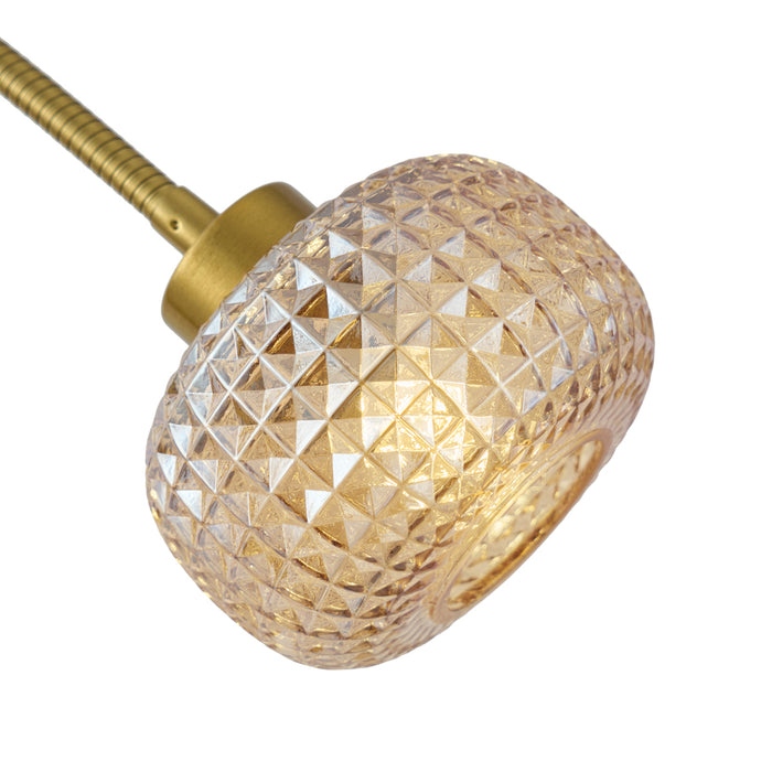 QAZQA Design vloerlamp messing met amber glas 2-lichts - Brianna